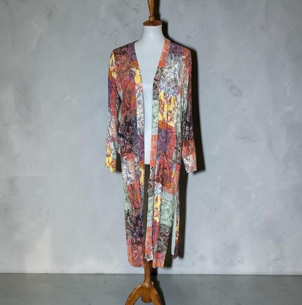 Kachel x Anthropologie Patchwork Paisley Open Front Duster Maxi Sz M